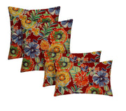 RSH DECOR: Lumbar & Square Throw Pillows Set of 4 | 20" x 12" & 17" x 17" | All-Weather Spun Fabric | Water and Fade-Resistant | Outdoor Accent Pillows for Patio Furniture | Colsen Berry