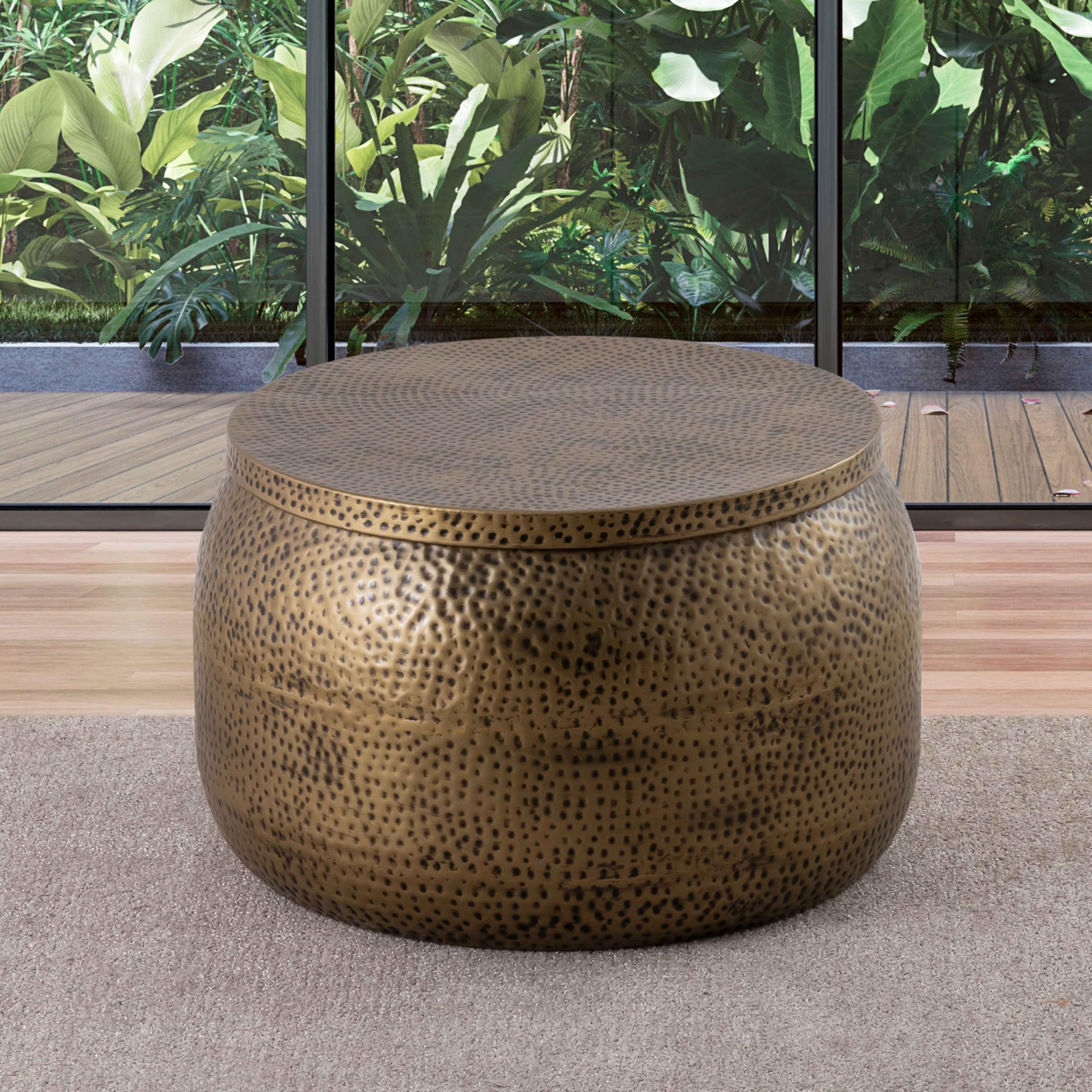 Round Drum Coffee Table with Storage