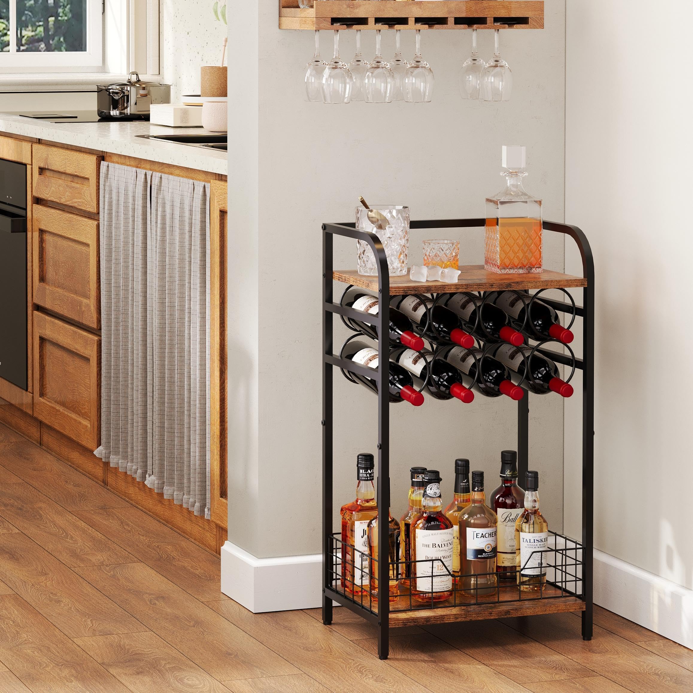 3-Tier Wine Rack Floor Cabinet