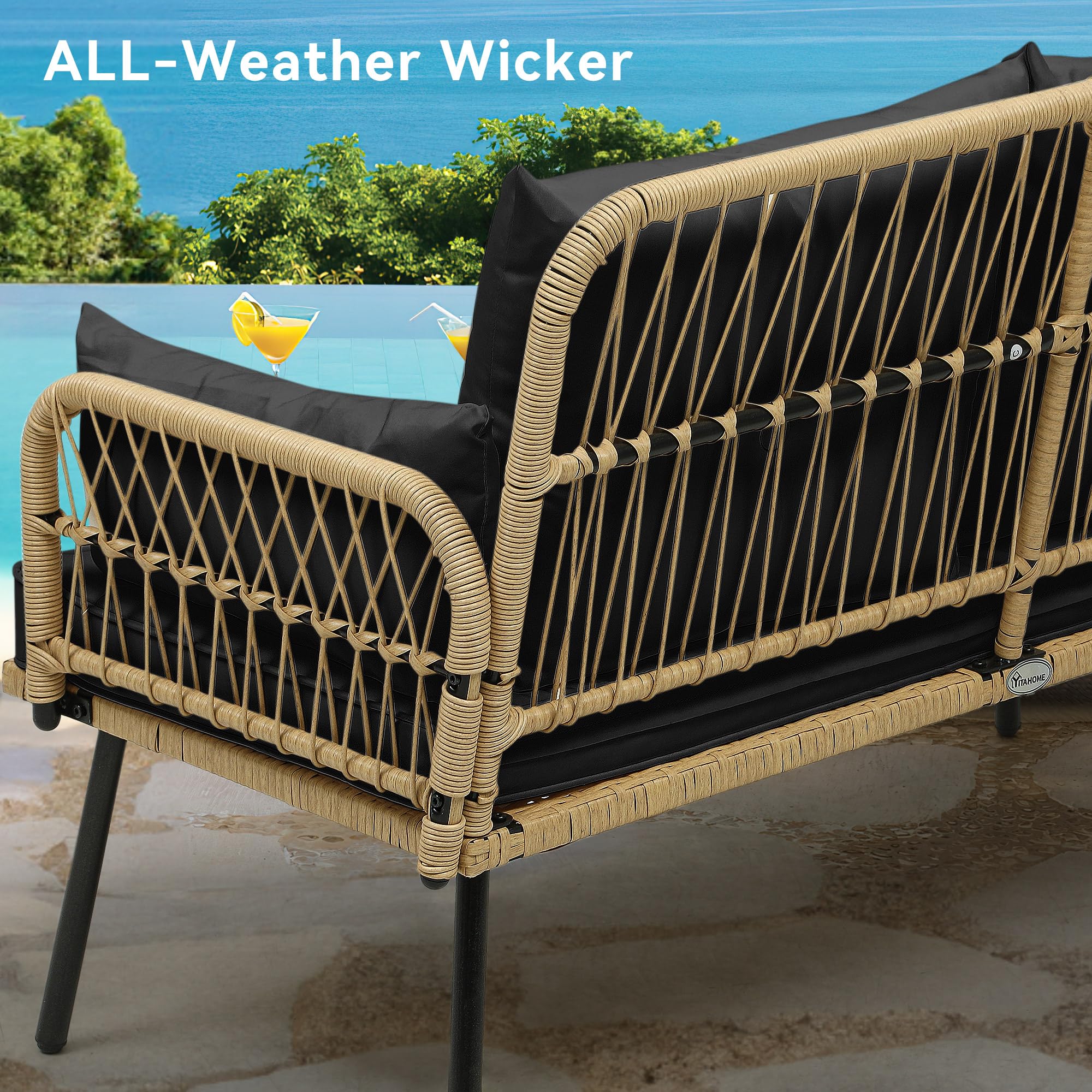 Wicker Outdoor Loveseat with Cushions