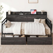 LIKIMIO Twin Daybed with Farmhouse Storage Headboard