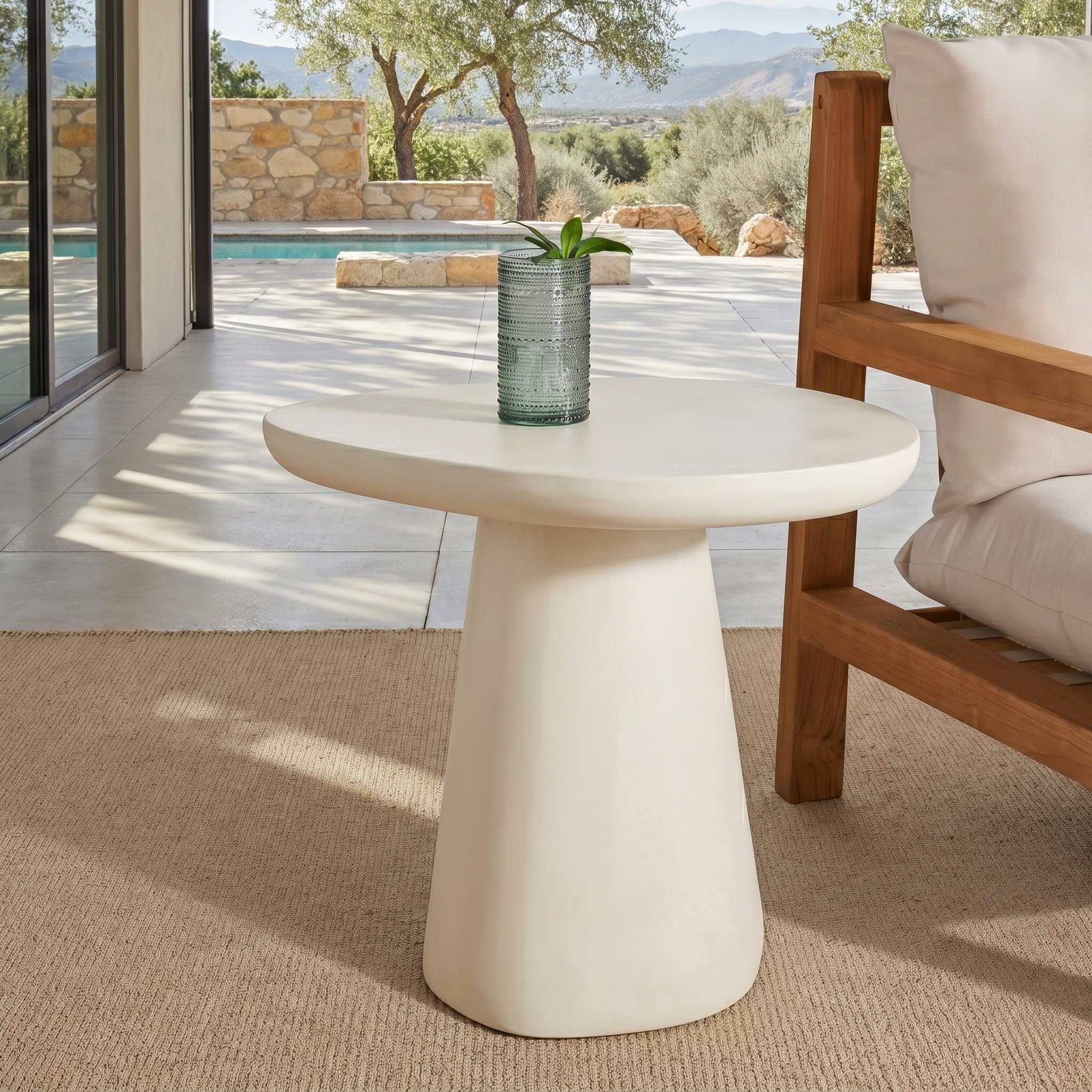 SAFAVIEH Couture Collection - Jabrielle Ivory Concrete Accent Table, Sculptural Modern Side Table, Minimalist Silhouette (SFV2600A)