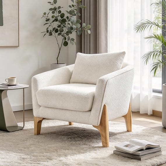 White Fleece Accent Chair