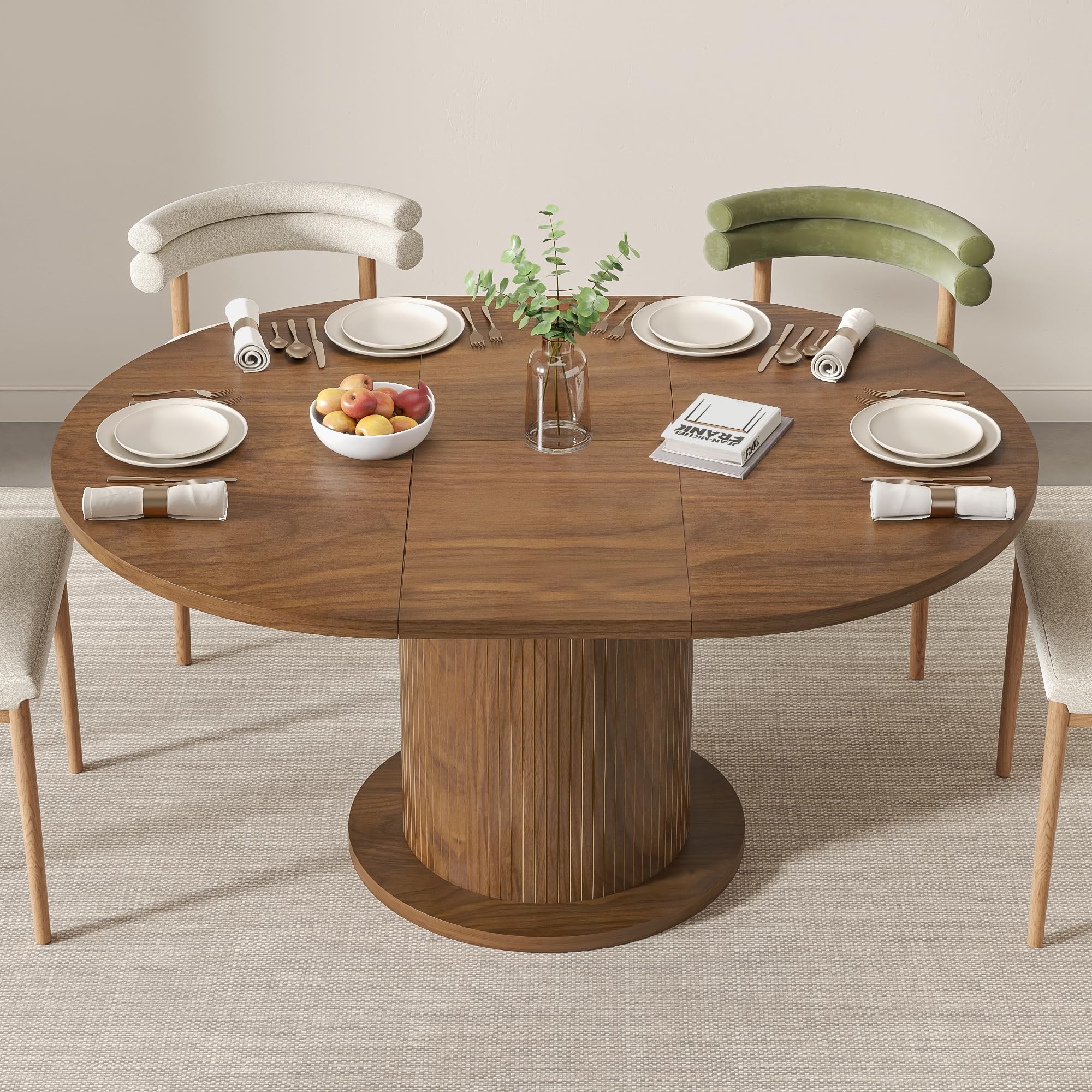 Adjustable Round Dining Table for 4–6