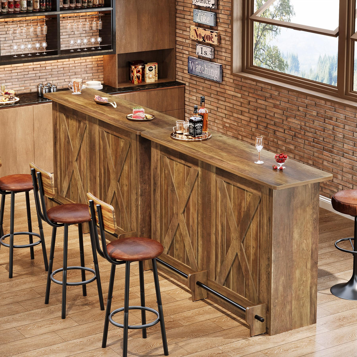 Rustic Bar Table with Storage