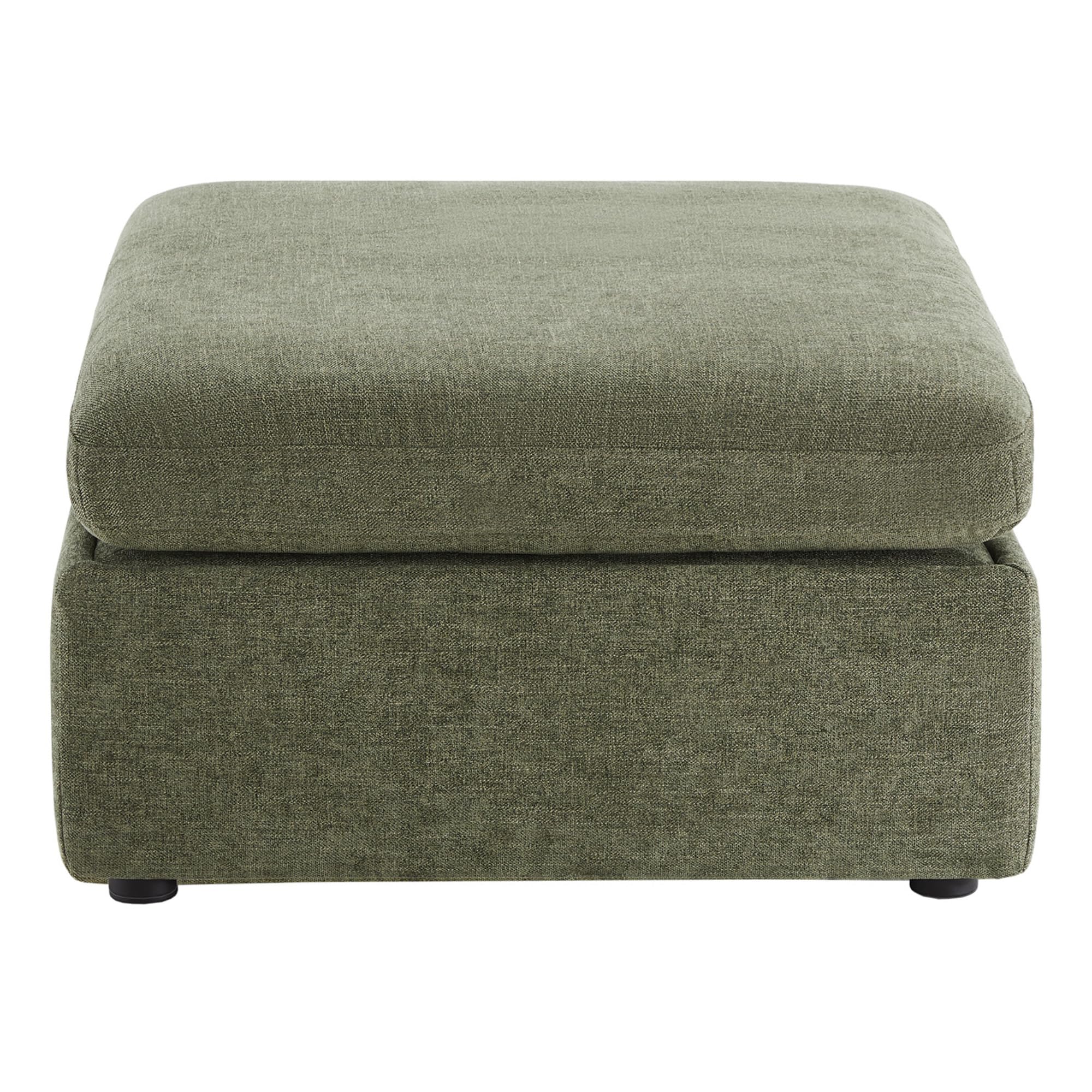 CHITA 34 Inch Upholstered Square Modular Storage Ottoman for Sectional Sofa,Storage Ottoman Footrest and Seat Cube for Living Room, Moss Green