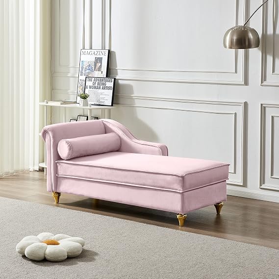 Velvet Chaise Lounge with Storage