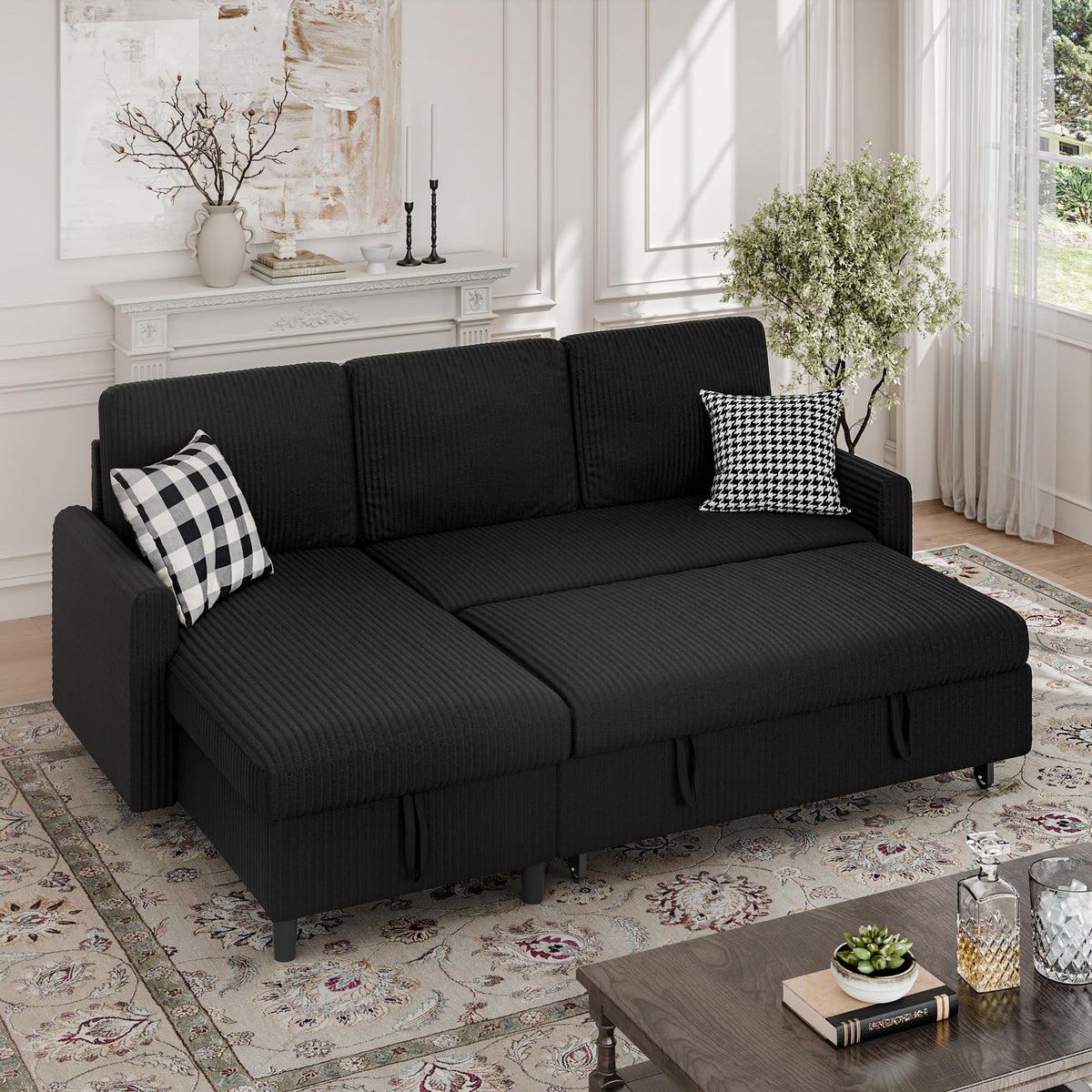Corduroy Sectional Sleeper Sofa