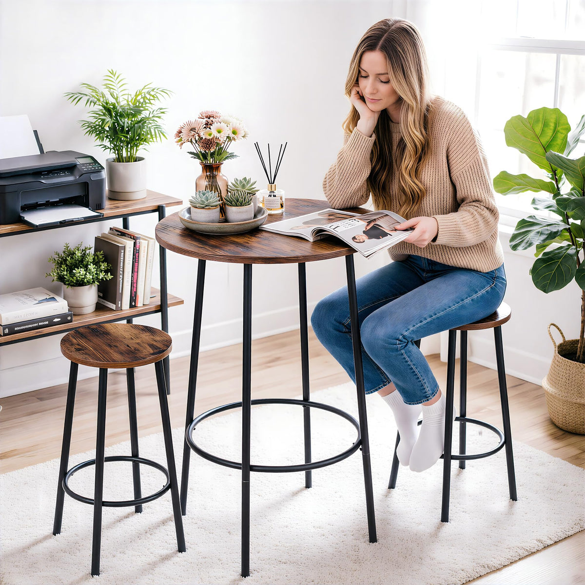 3-Piece Round Pub Table Set
