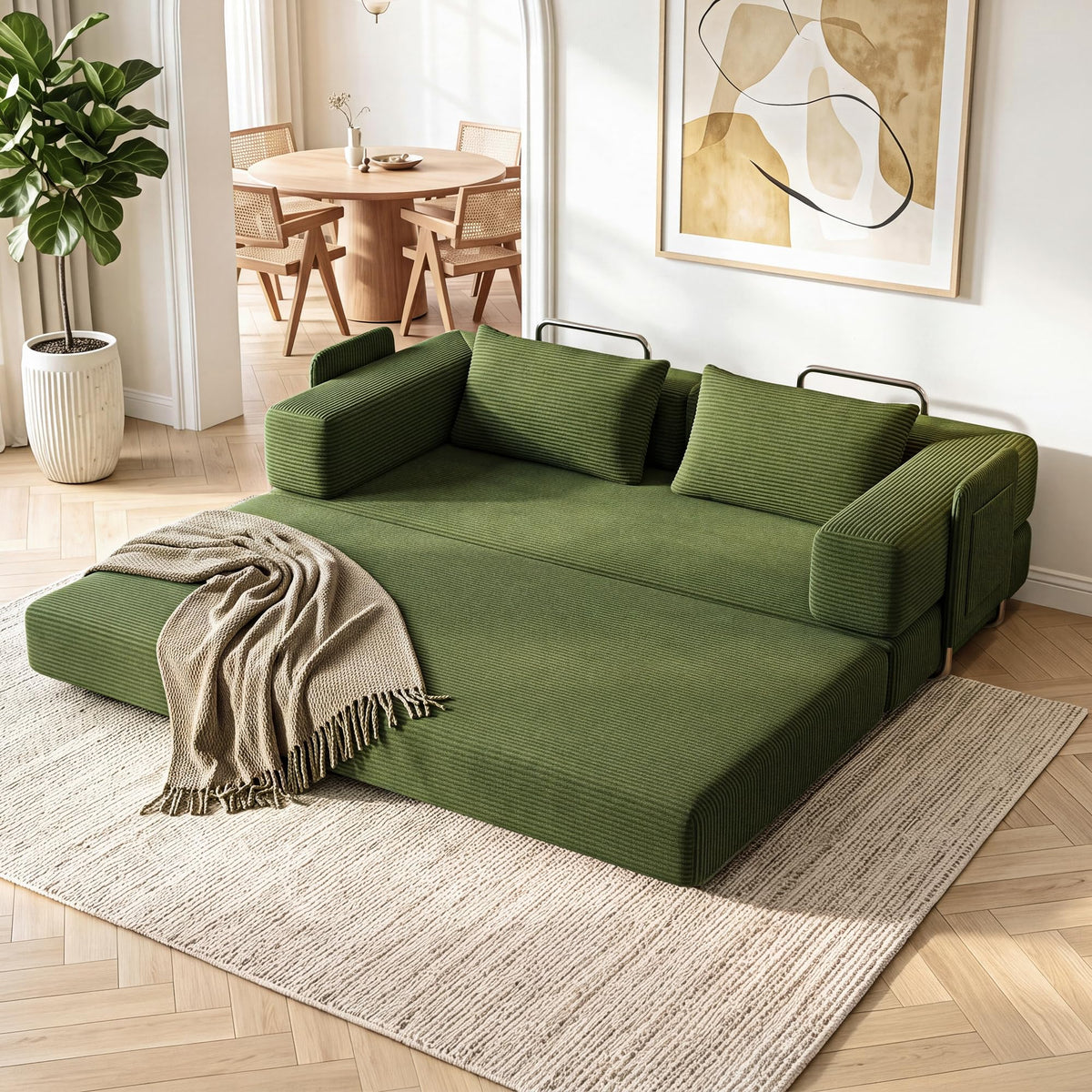 78" 5-in-1 Convertible Futon Sofa Bed, Boneless Couch for Living Room