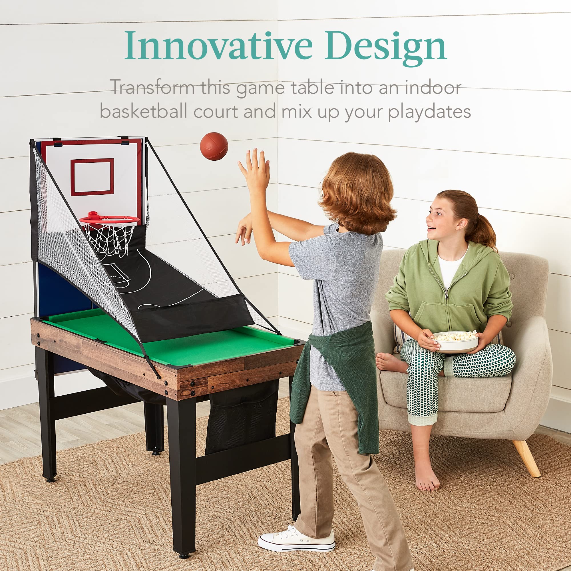 Best Choice Products 13-in-1 Combo Game Table Set w/Ping Pong, Foosball, Basketball, Air Hockey, Sling Puck, Archery, Shuffleboard - Walnut