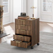 Fluted Mobile File Cabinet with Drawers & Wheels
