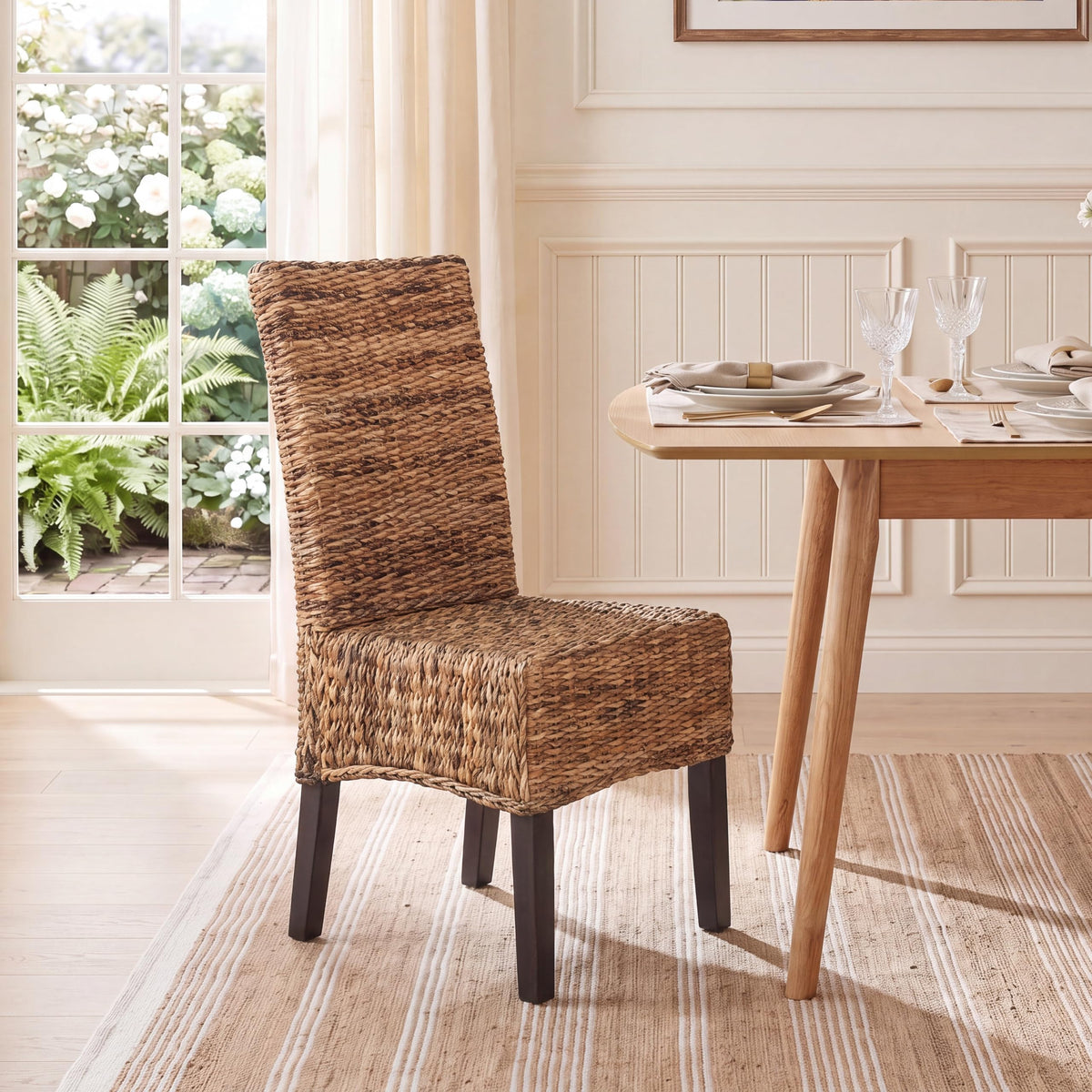 SAFAVIEH Avita Wood Dining Chair Set of 2, 18.5" Seat Natural SEA8012A
