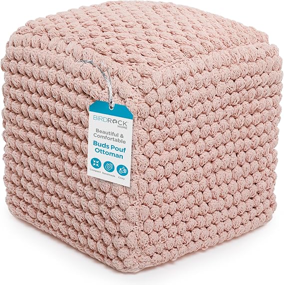 Square Knit Pouf Ottoman