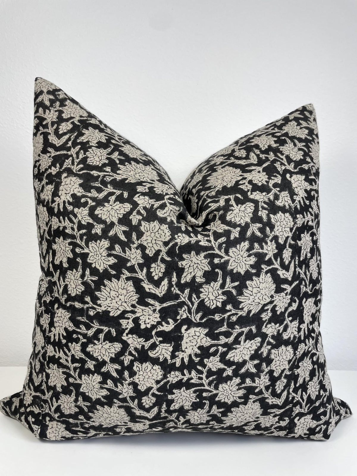 Hand-Block-Printed Linen Pillow Cover
