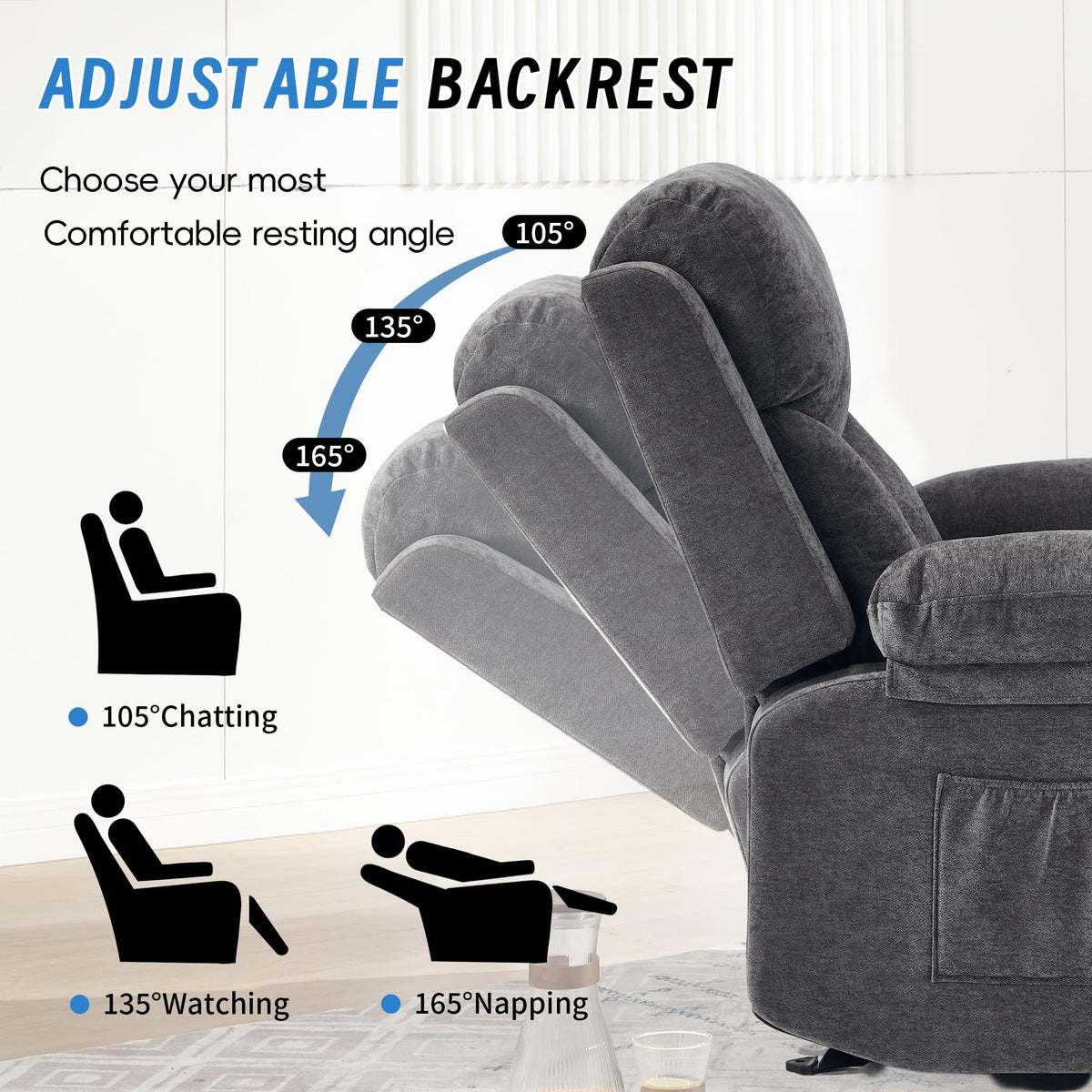 Dark Grey Rocker Massage Recliner