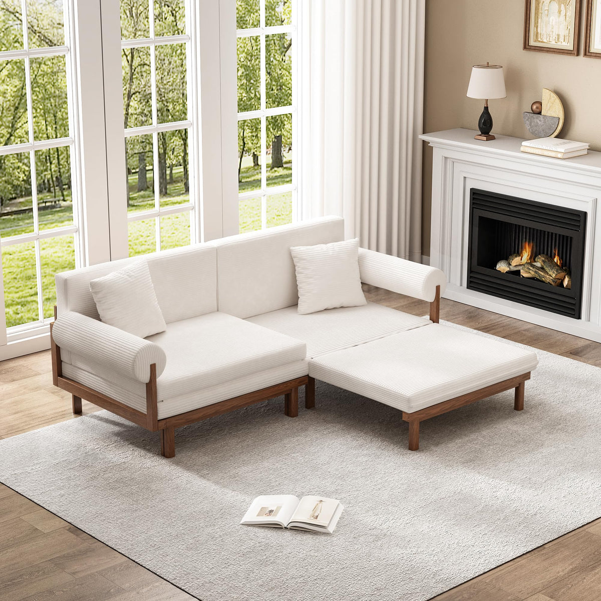 Corduroy Pull-Out Sofa Bed