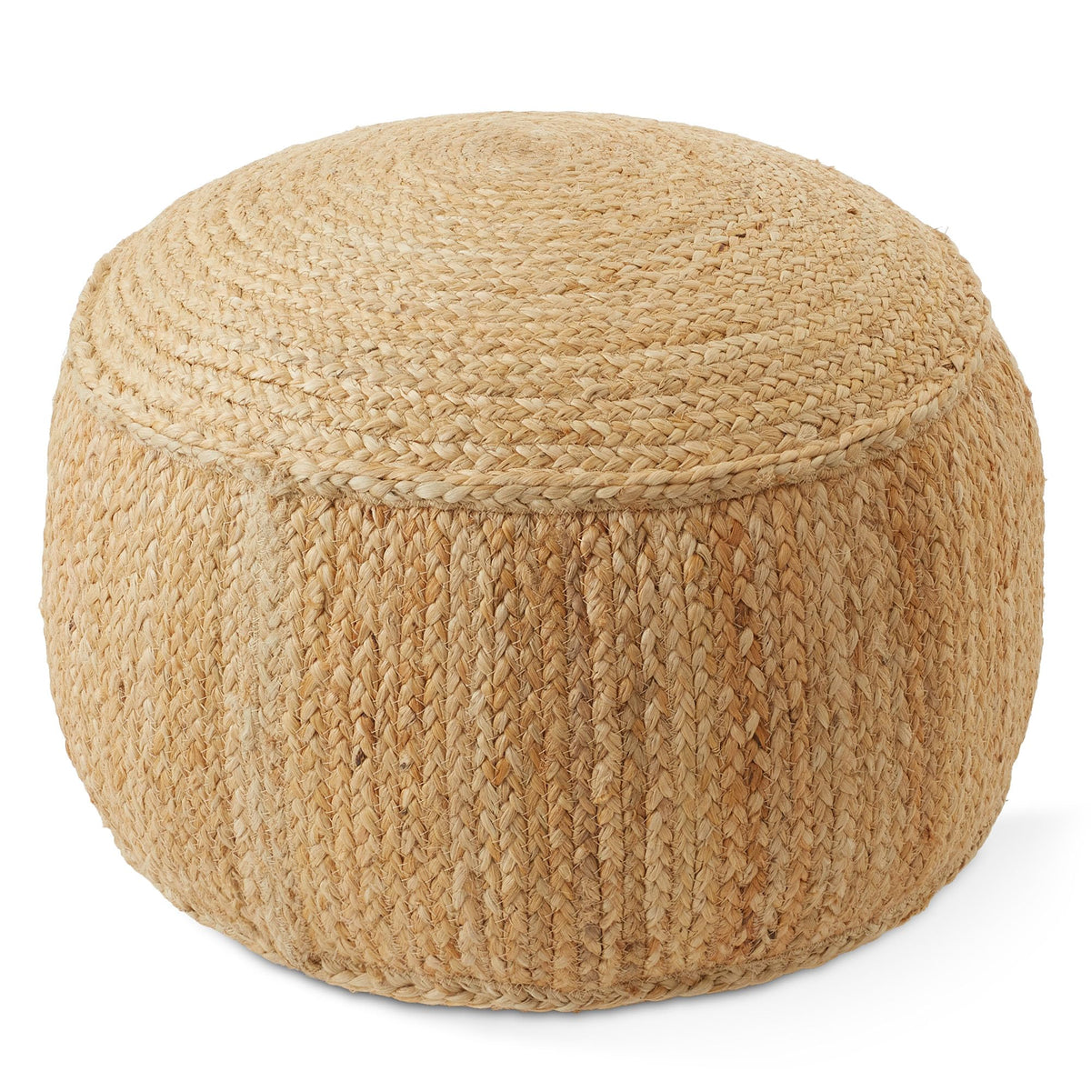 Round Braided Jute Pouf