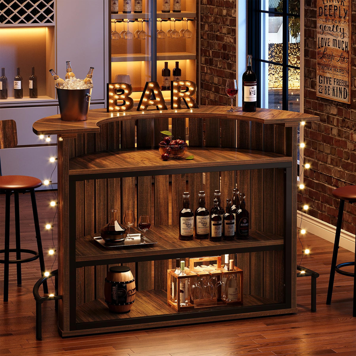Arc-Shaped Bar Table with Storage