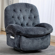 AISALL Recliner Chair for Adults, 360° Swivel Manual Recliner with Side Pocket, Nursery Rocking Chair with Comfortable Chenille Arms and Back for Living Room, Bedroom, Reading (Grey)