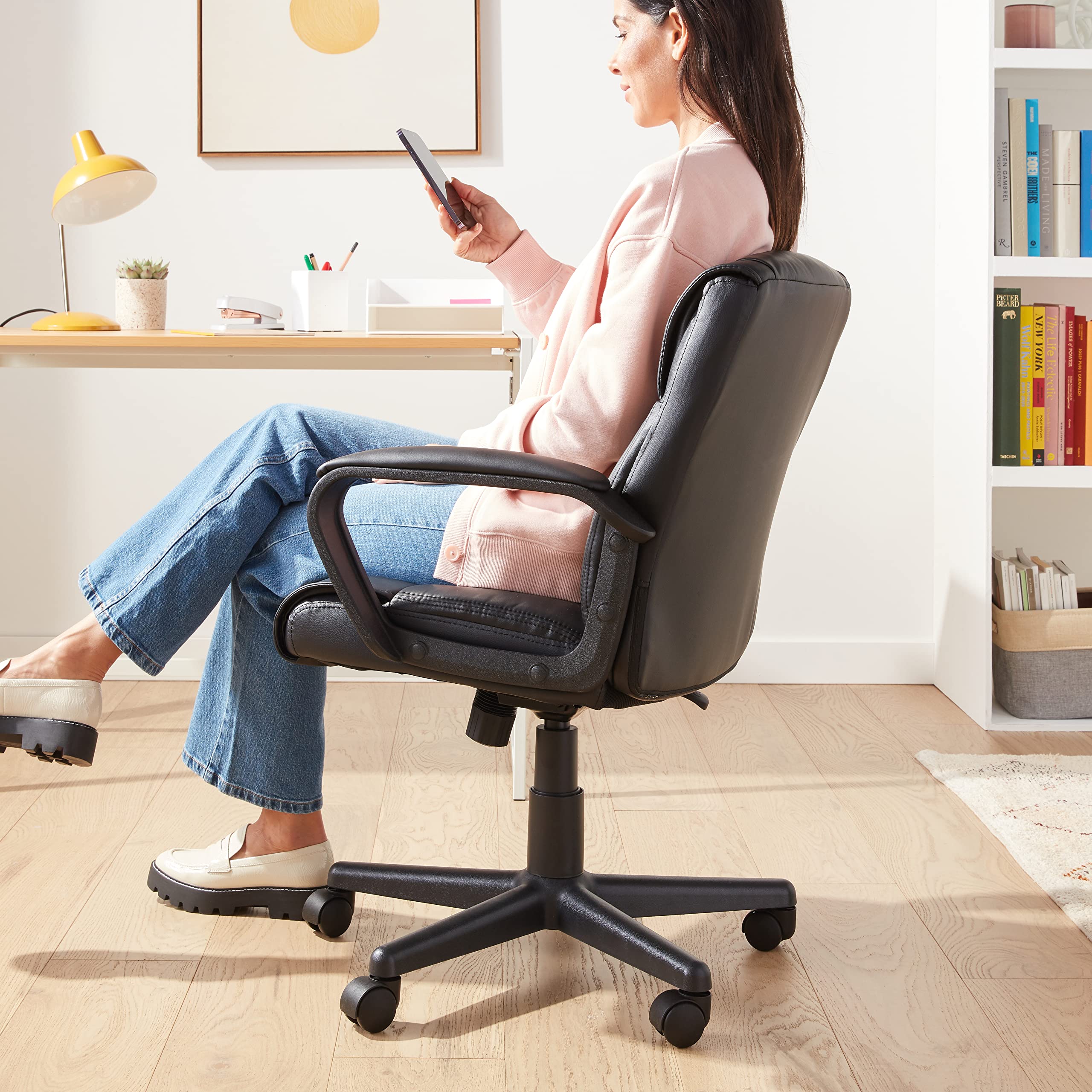 Mid-Back Adjustable Office Chair with Armrests