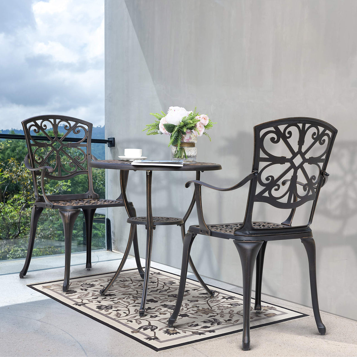 3-Piece Cast Aluminum Bistro Set