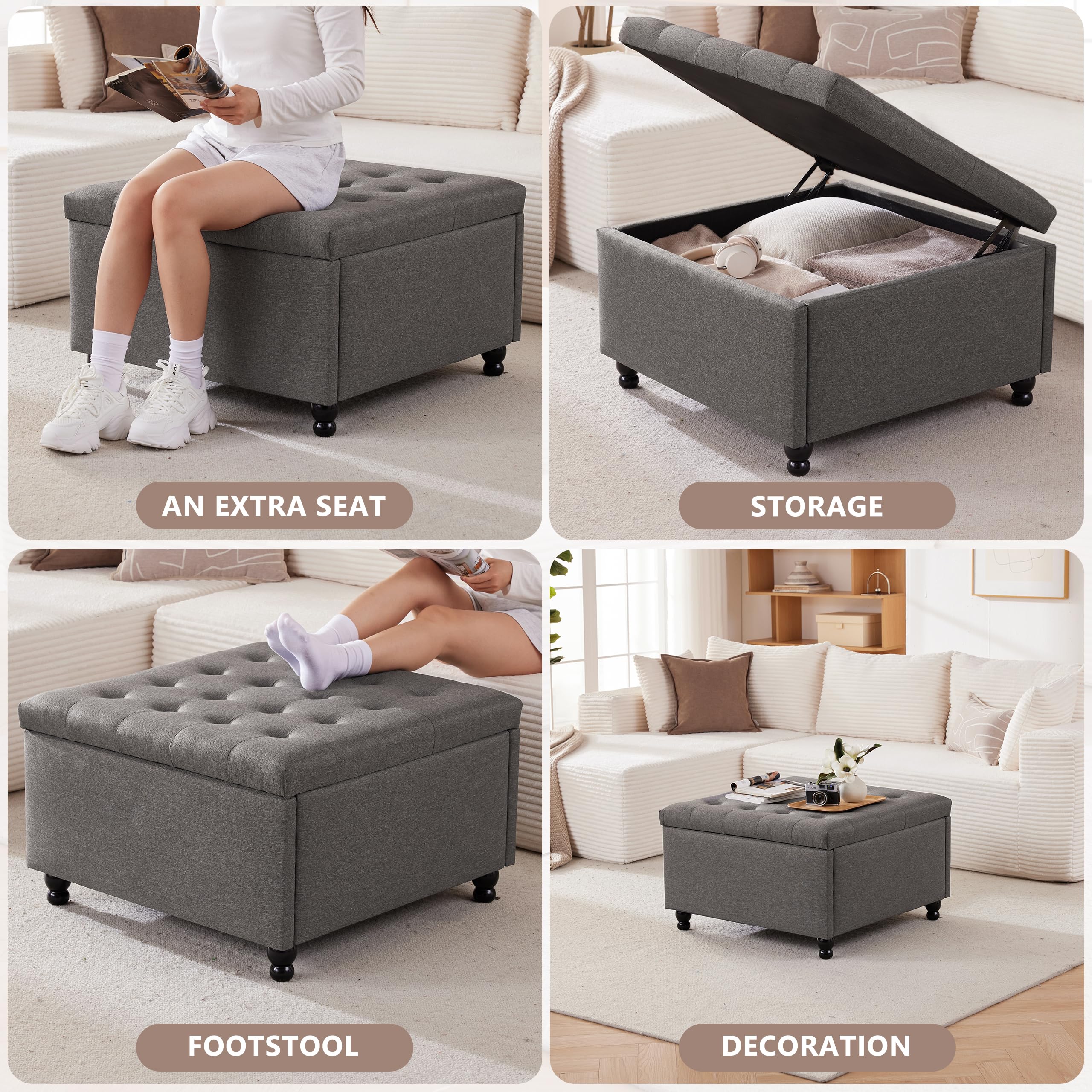 Square Storage Ottoman Coffee Table