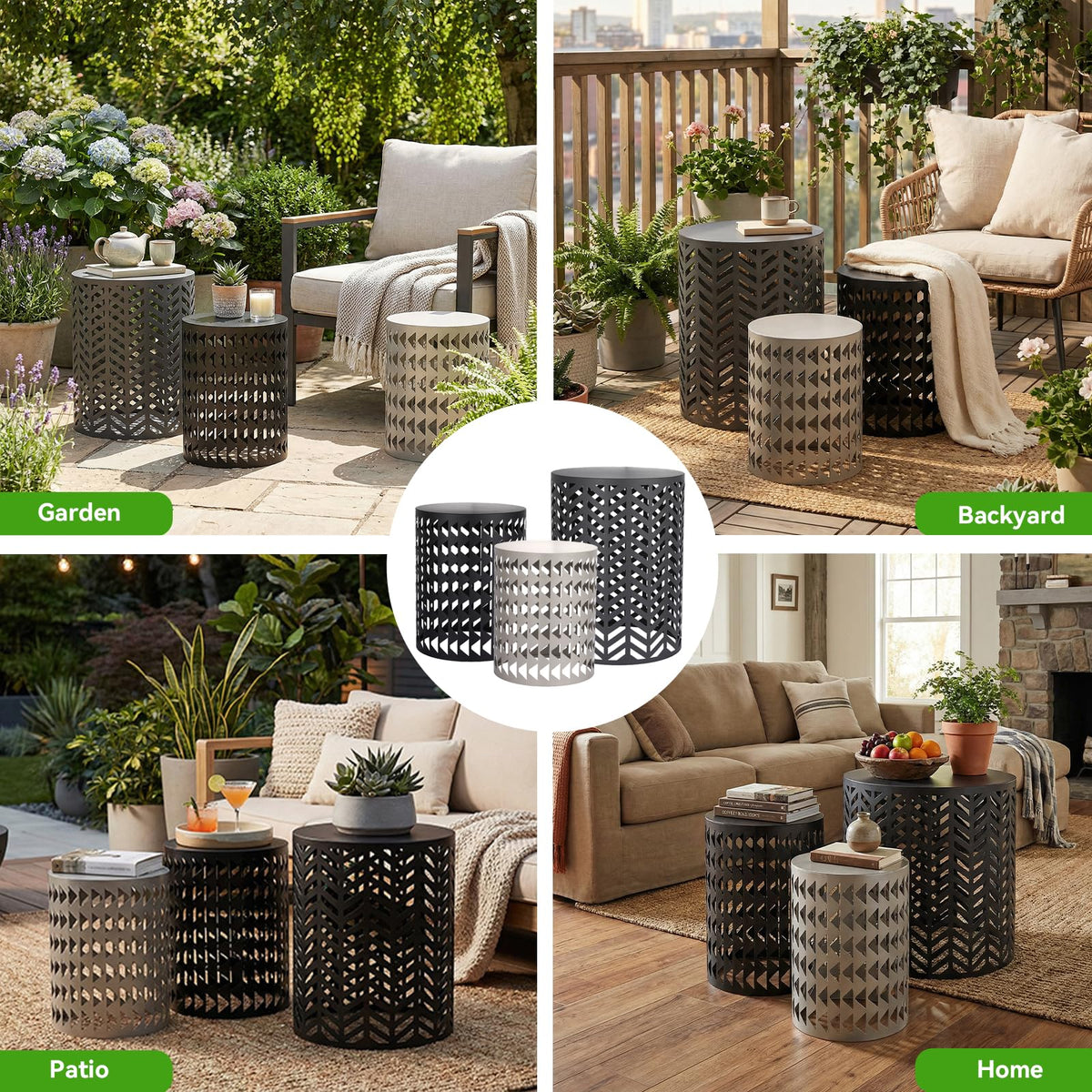 Metal Nesting Side Tables, Set of 3