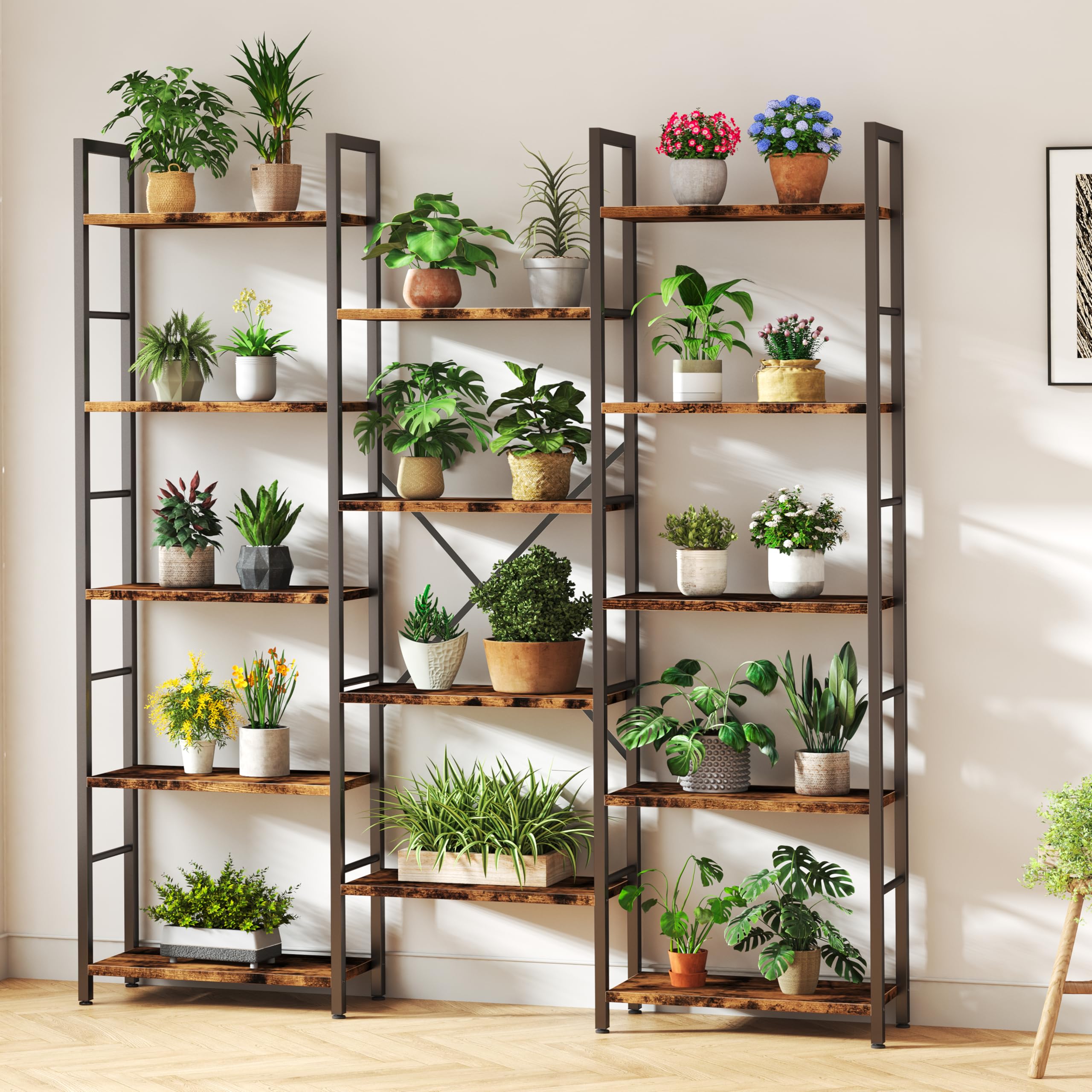 Triple Wide 5-Tier Bookshelf with 14 Shelves