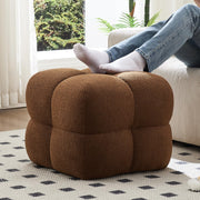 ONEVOG 21" Rust Brown Modern Ottoman, Square Fuzzy Couch Sherpa Pouf Ottoman, Tufted Fluffy Boucle Fabric Foot Stools, Upholsered Footrest & Coffee Table for Living Room Bedroom, Cute Pouf Home Decor