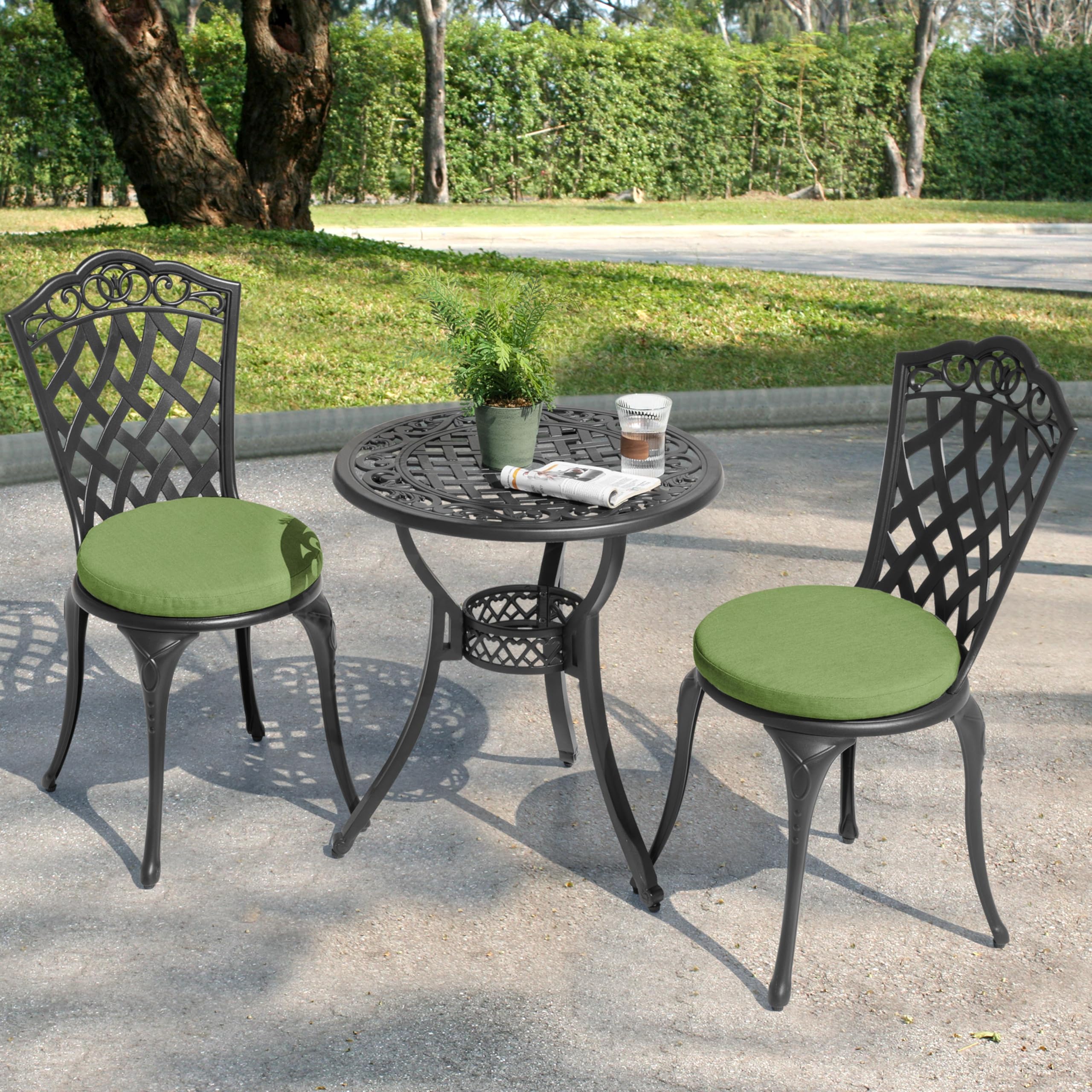 3-Piece Cast Aluminum Patio Bistro Set with Cushions