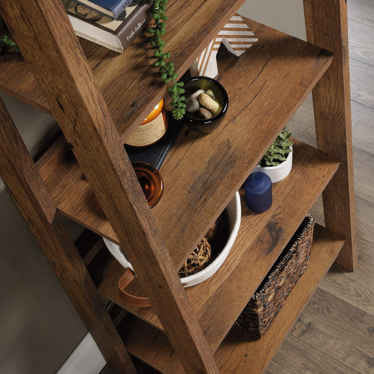 Sauder Trestle 5-Shelf Bookcase/ Book Shelf, Vintage Oak finish