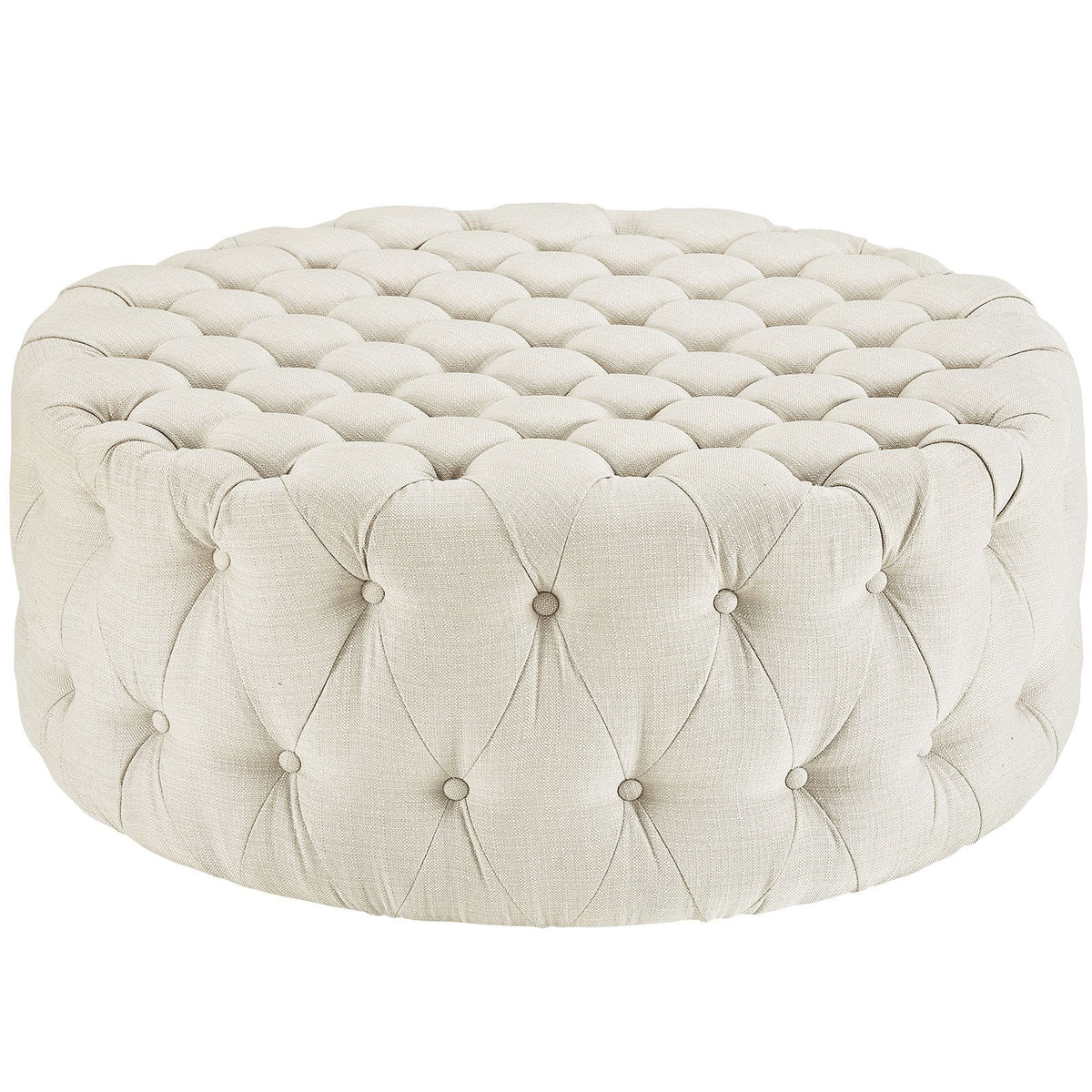Round Tufted Fabric Ottoman
