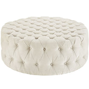 Round Tufted Fabric Ottoman