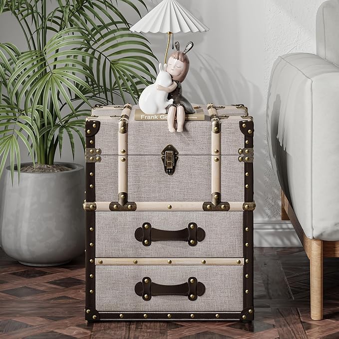 Vintage Storage Chest with Hinged Top