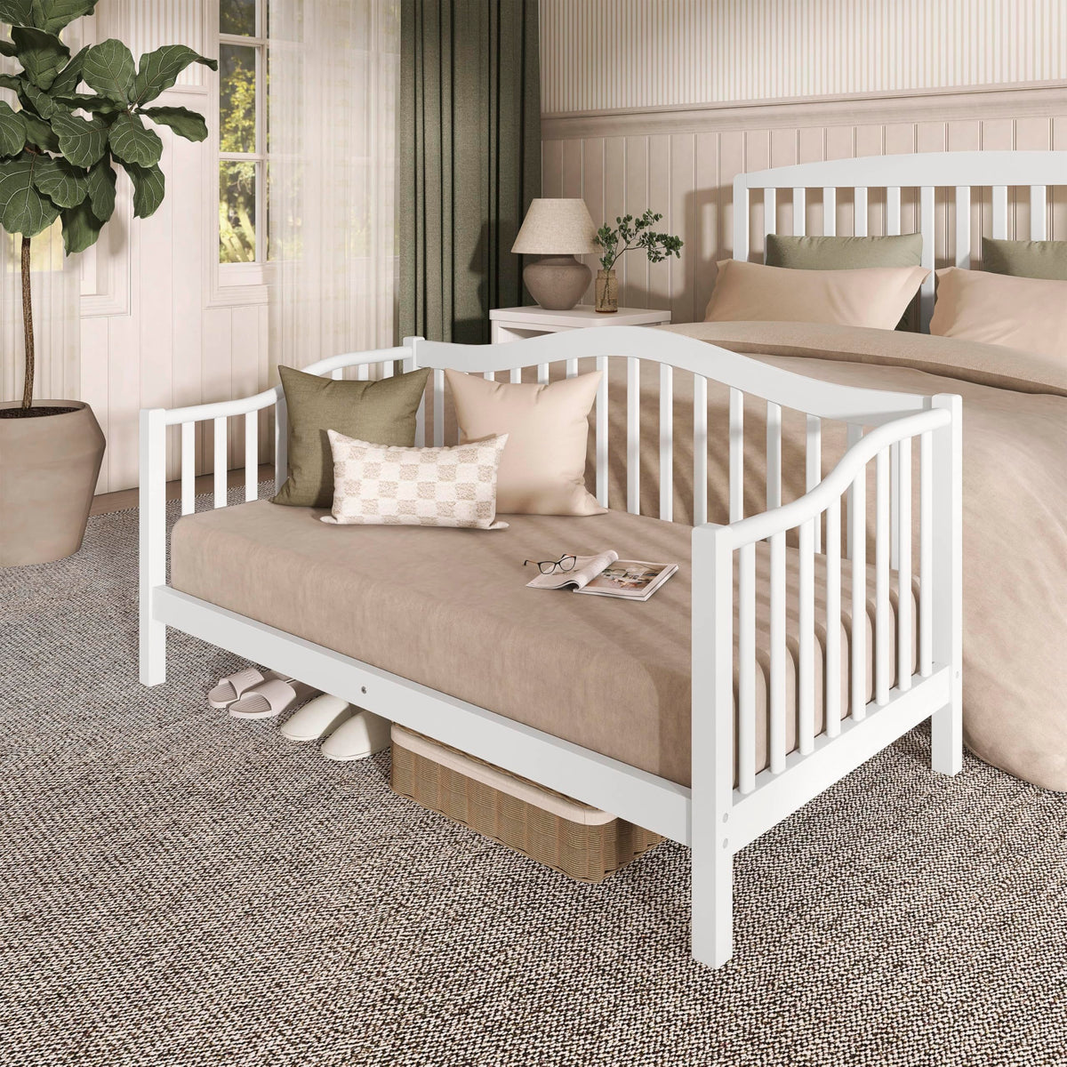 Dream On Me Austin Wooden Toddler Day Bed for Kids, White