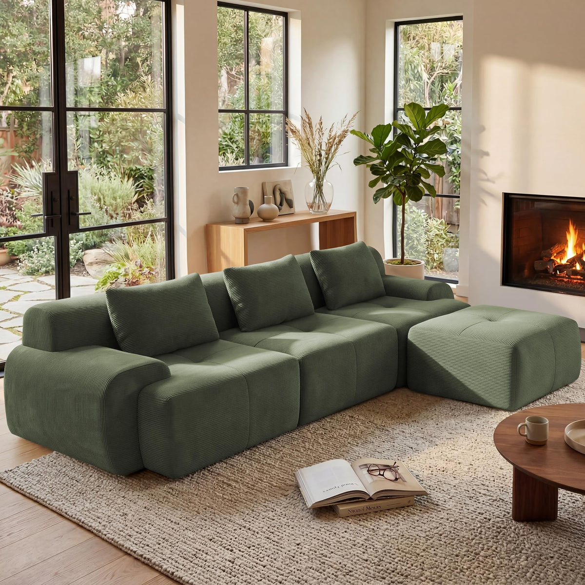 GRUSIGN 108'' Modular Boneless Sofa,Sectional Couch for Living Room