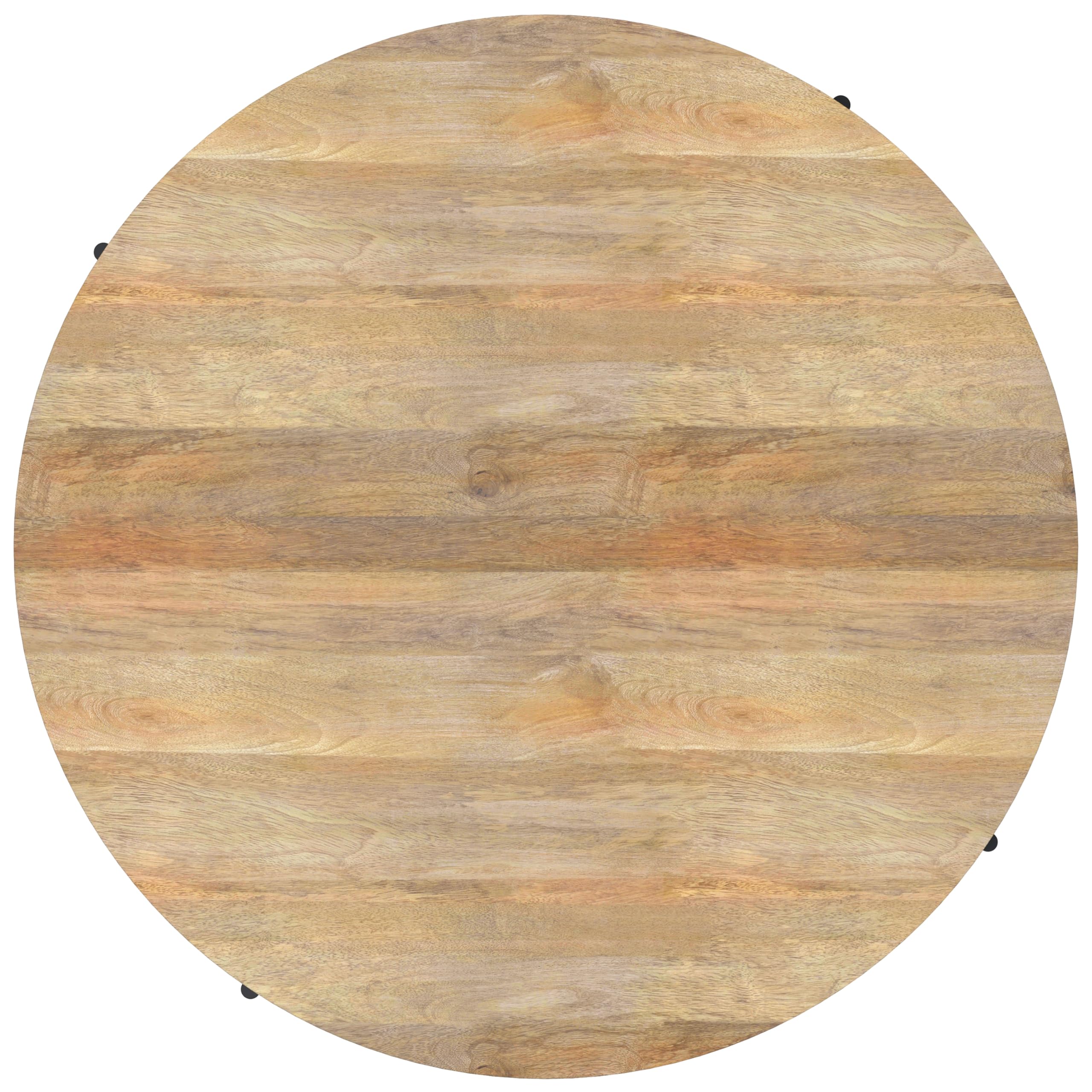 Round Drum Coffee Table – Solid Mango Wood with Black Metal Legs