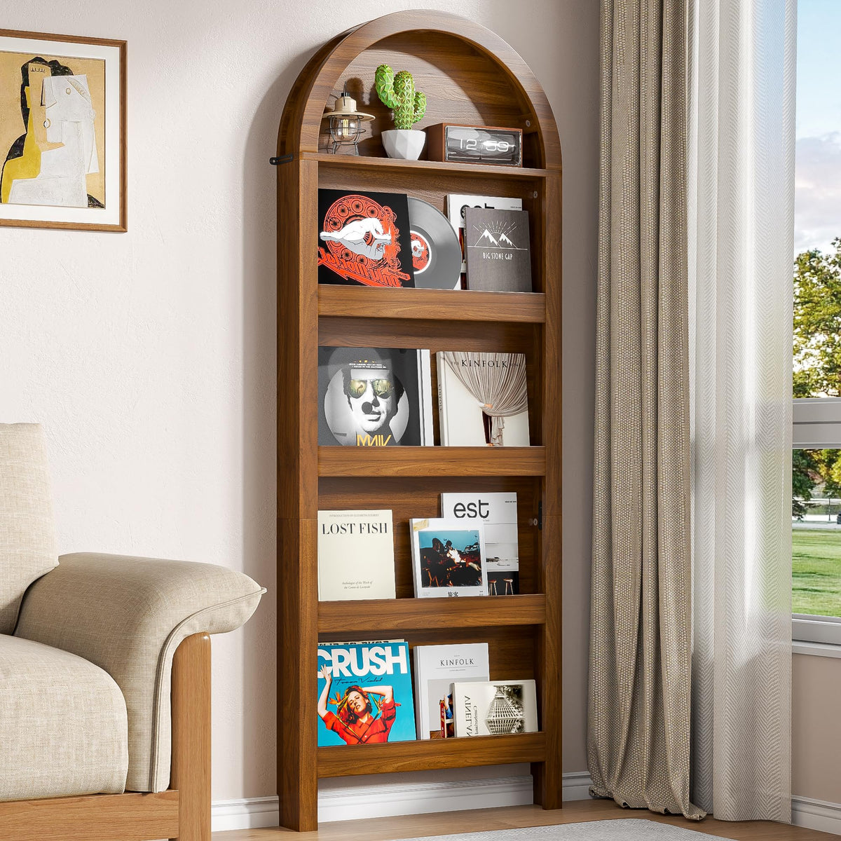 Narrow Arched 5-Tier Bookcase