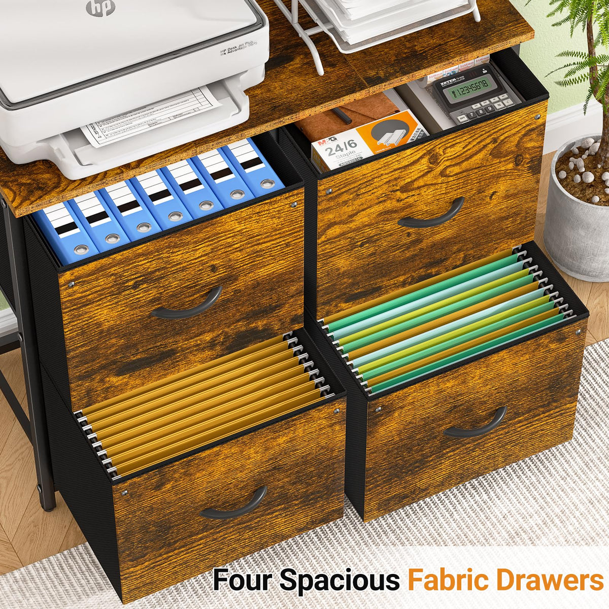 4-Drawer File Cabinet with Printer Stand
