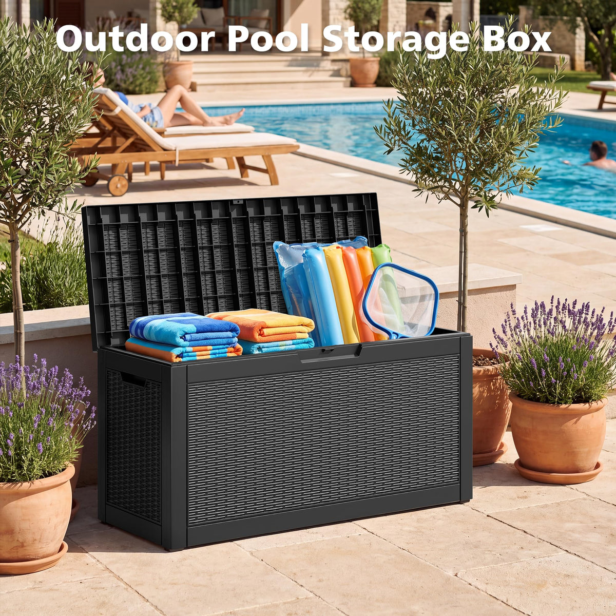 WTFGO Outdoor Storage Box Waterproof, 80 Gallon Deck Box for Patio Storage