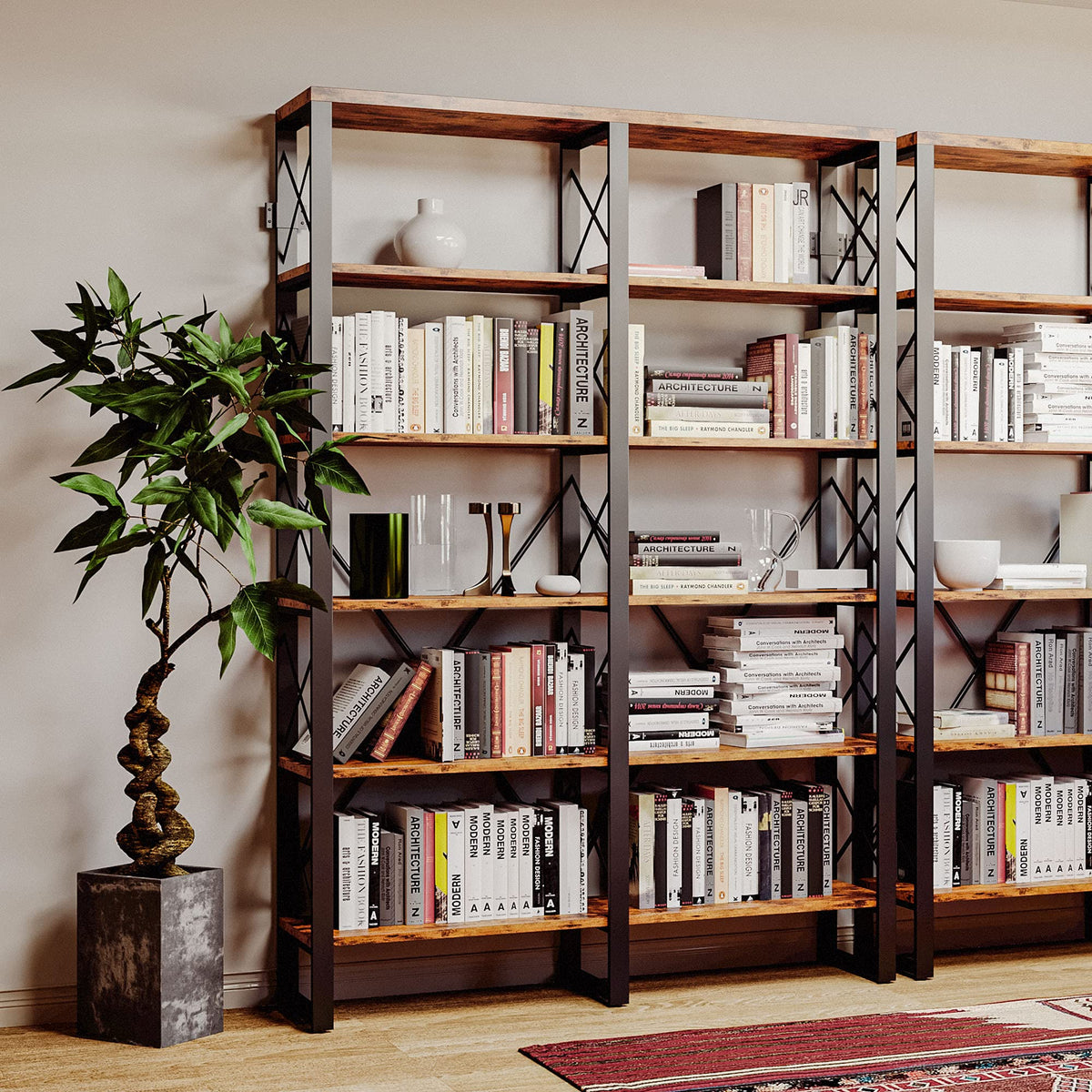 Double-Wide 6-Tier Bookcase