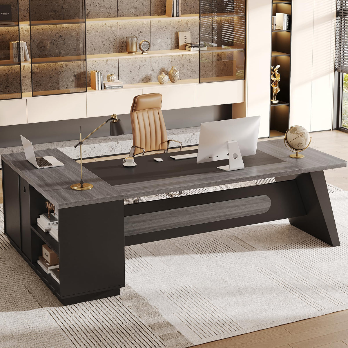 Jocoevol 78.7" L-Shaped Executive Desk, Extra Large Home Office Desk