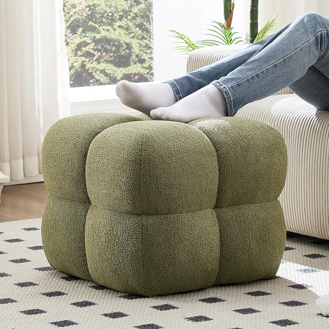 Rust Brown Bouclé Ottoman
