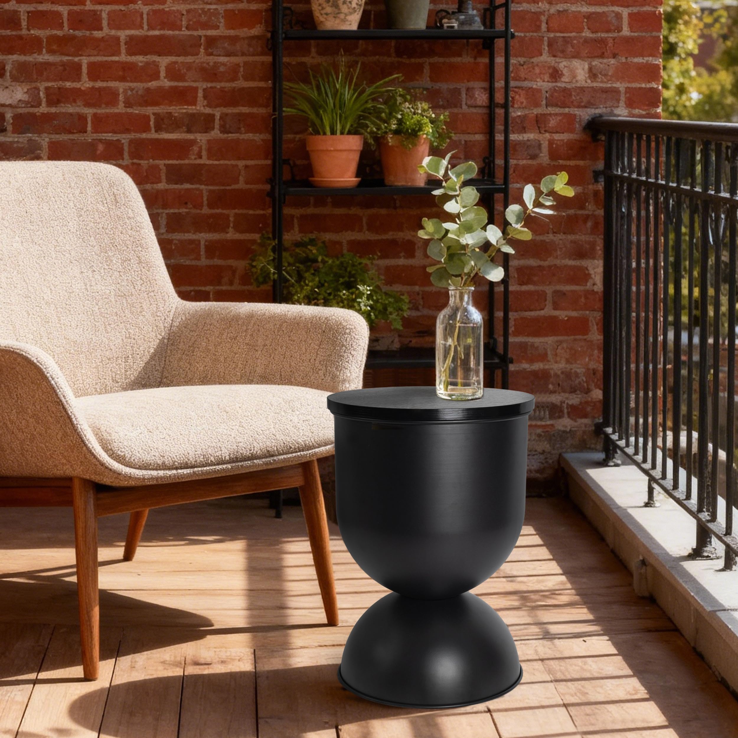 Double-Sided Drum Storage Side Table