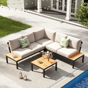 4-Piece L-Shaped Patio Sectional Sofa Set