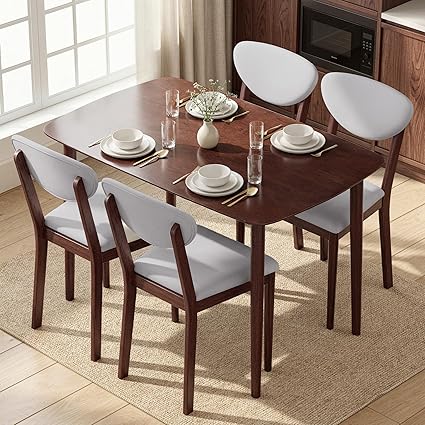 Mid-Century Modern 5-Piece Dining Table Set for 4