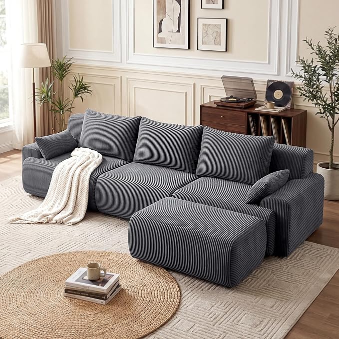 118" Modular Cloud Sectional Sofa with Ottoman