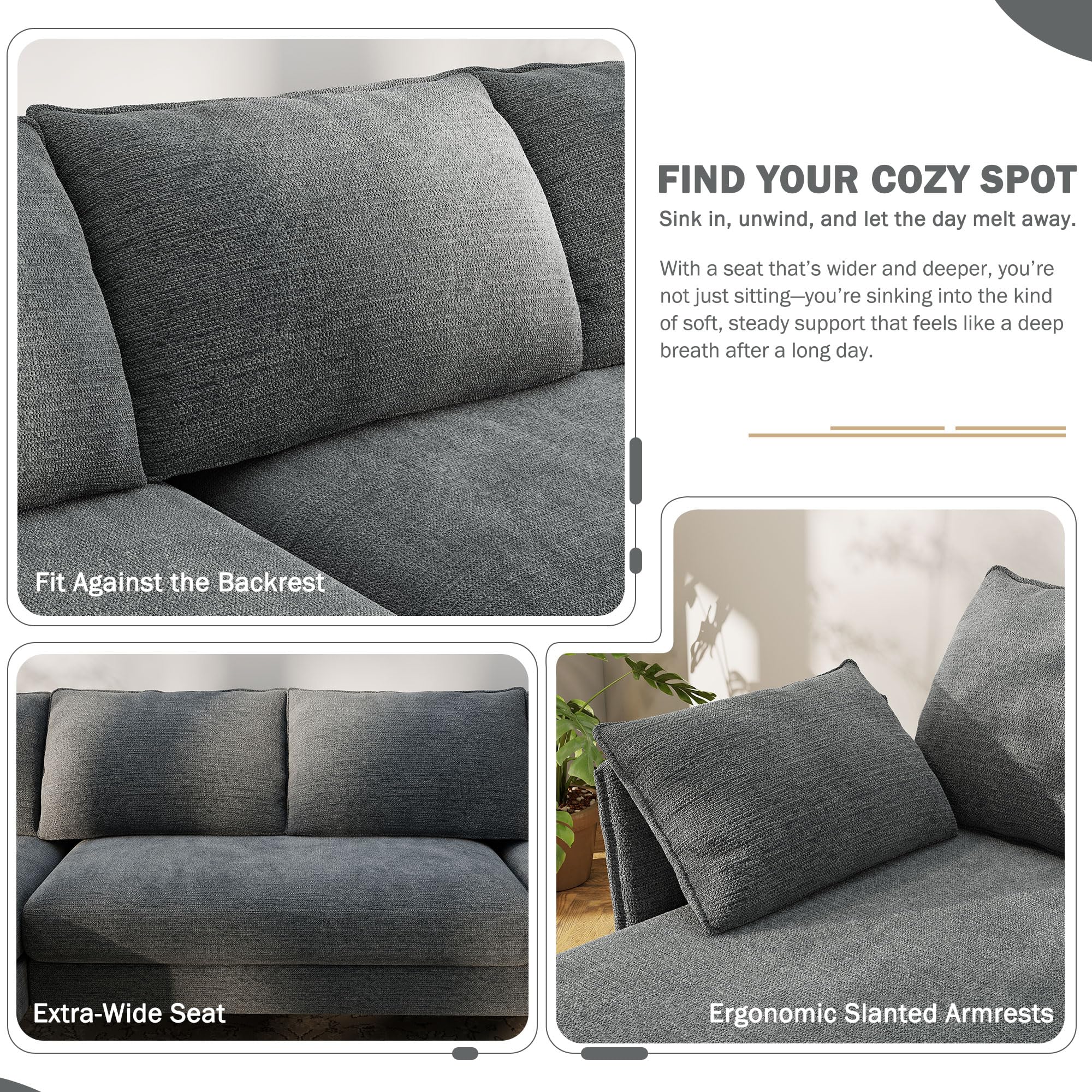 U-Shaped Sectional Sofa – Dark Gray