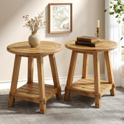 Solid Wood Two-Tier End Table